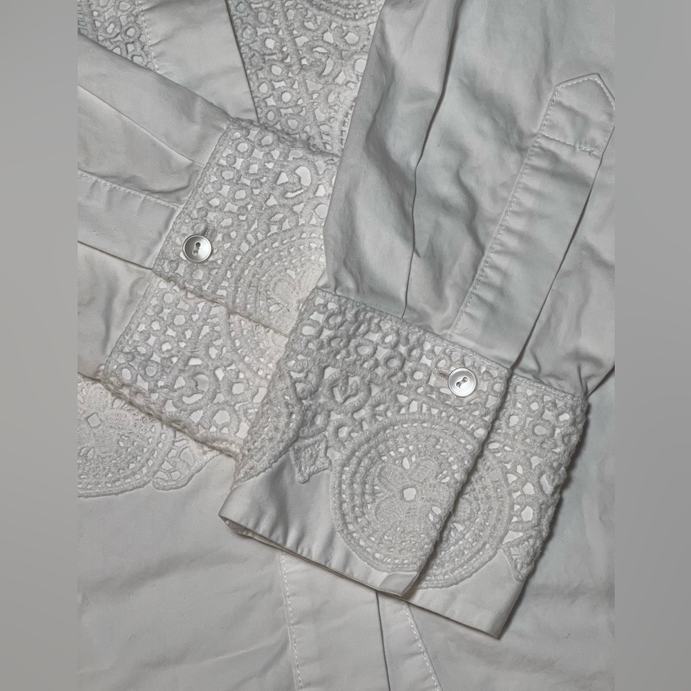 Vintage Talbots Cotton Crochet Button Down Shirt Top, size small 6 Cottagecore - Picture 5 of 15